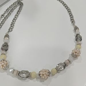 Silver toned necklace with pastel beads